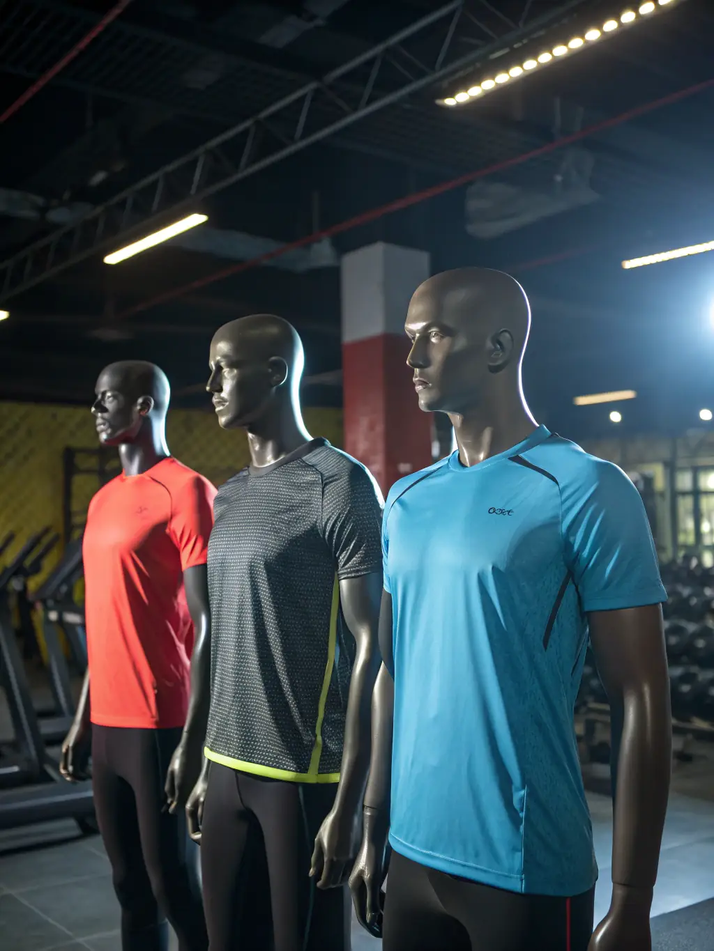 A dynamic, action-oriented shot of a performance T-shirt designed for athletes, featuring moisture-wicking fabric and a sporty design, shown being worn during a workout to highlight its functionality in the latest contest.